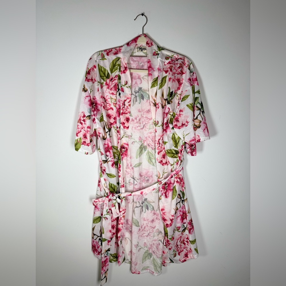 Show Me Your Mumu Brie Robe Garden of Blooms Pink Floral Kimono One Size